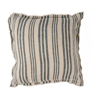 Housse de Coussin en Lin Noir - Nordic Stripe Bazar Bizar