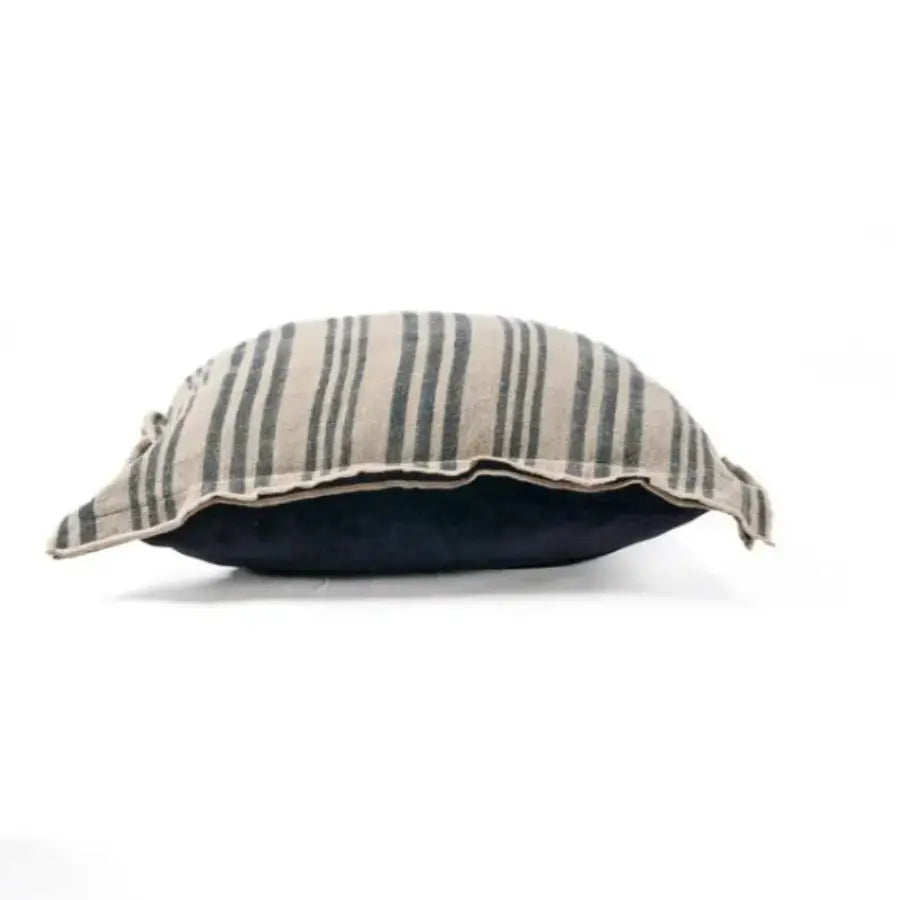 Housse de Coussin en Lin Noir - Nordic Stripe Bazar Bizar