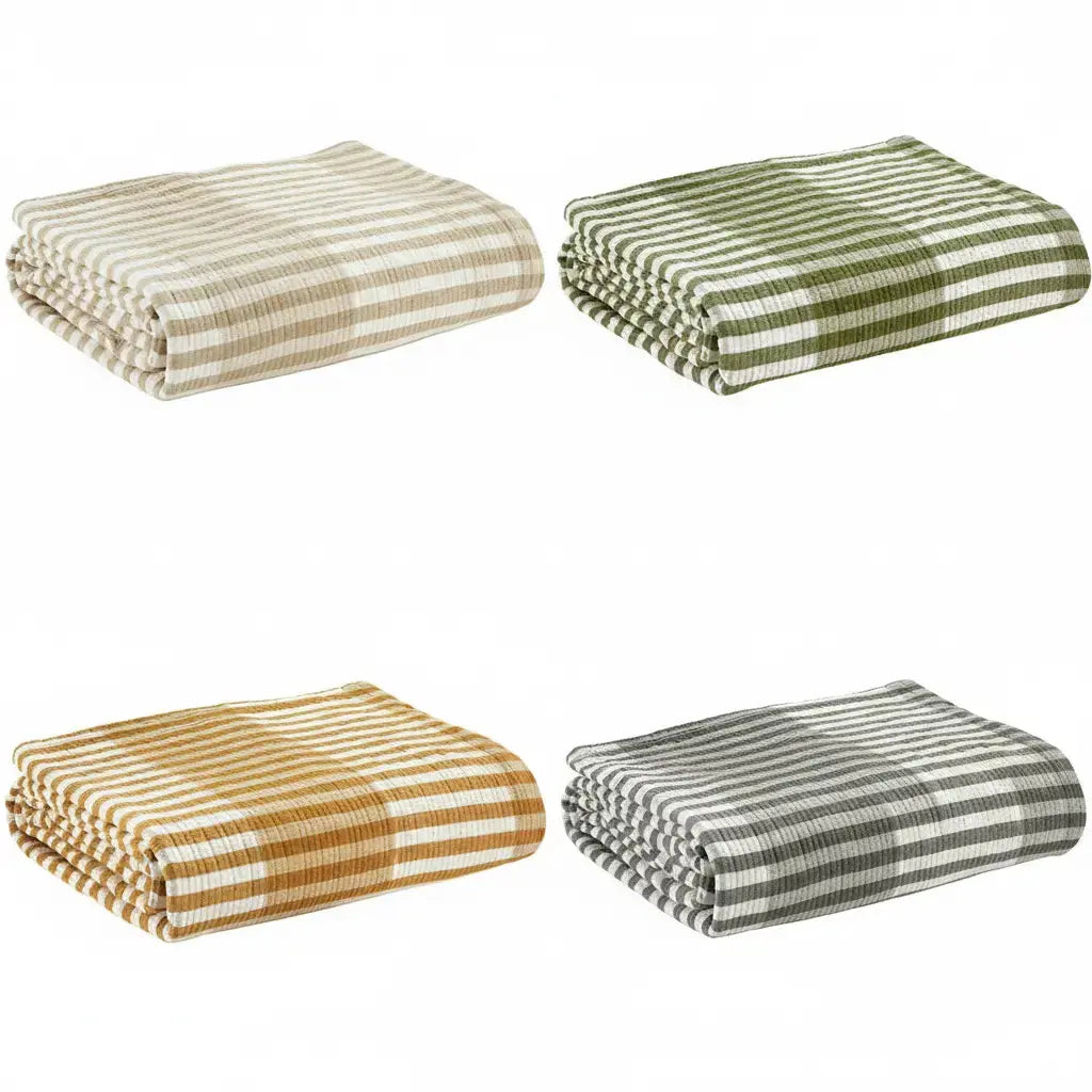 Jeté de lit Calista - 180x260 cm - Coloris Galet, Olive, Safran, Cendre - Coton jacquard - Finition soignée