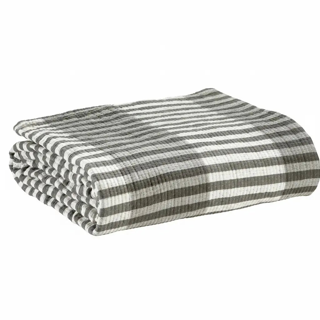 Jeté de lit Calista Cendre - 180x260 cm - Coton jacquard