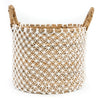 Panier Macramé Naturel Blanc - L - 40x40x31