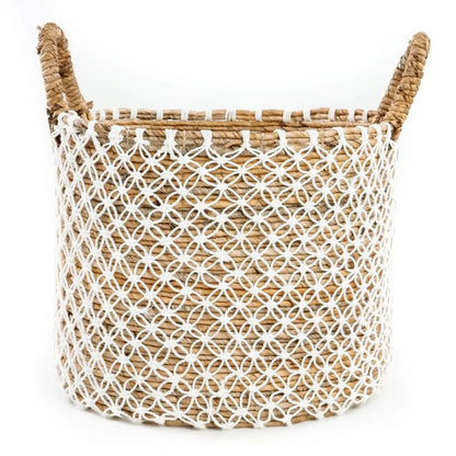 Panier Cross Stitched Macramé Naturel Blanc - Coussin Dorsey