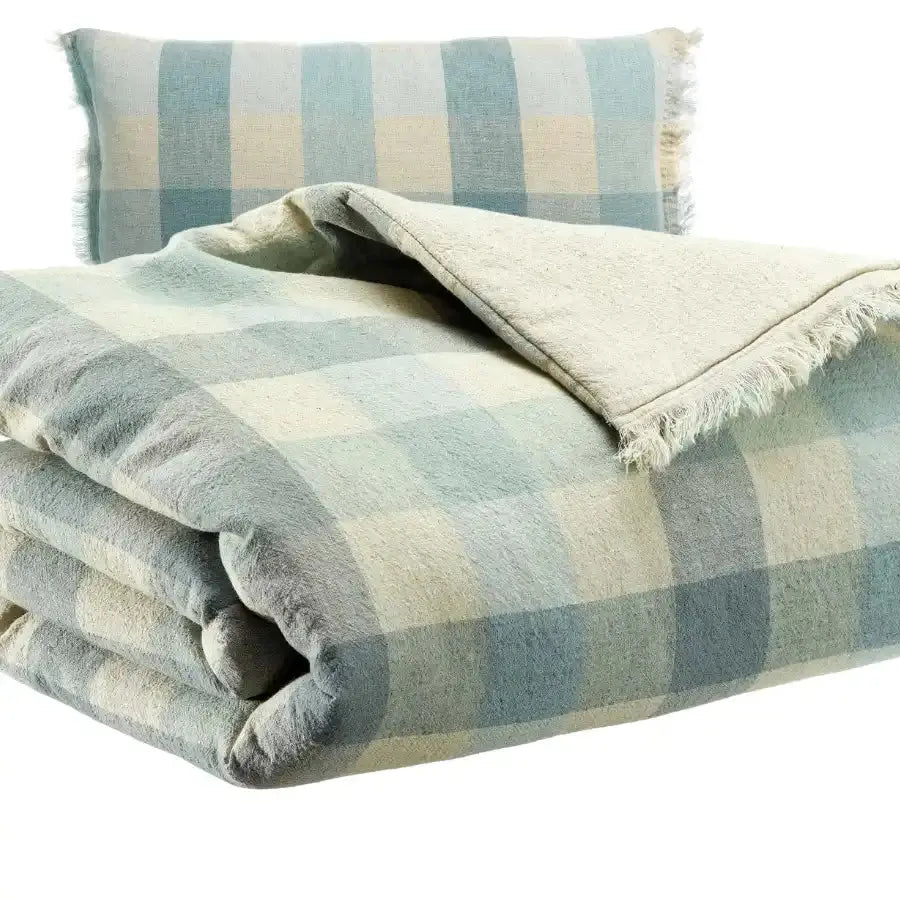 Plaid Bleu à carreaux - modèle Kate Myosotis Vivaraise