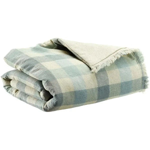 Plaid Bleu à carreaux - modèle Kate Myosotis Vivaraise