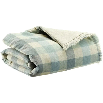 Plaid Bleu à carreaux - modèle Kate Myosotis Vivaraise