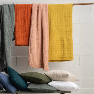 Plaid Coton Swami Curry - 130x200 cm Vivaraise