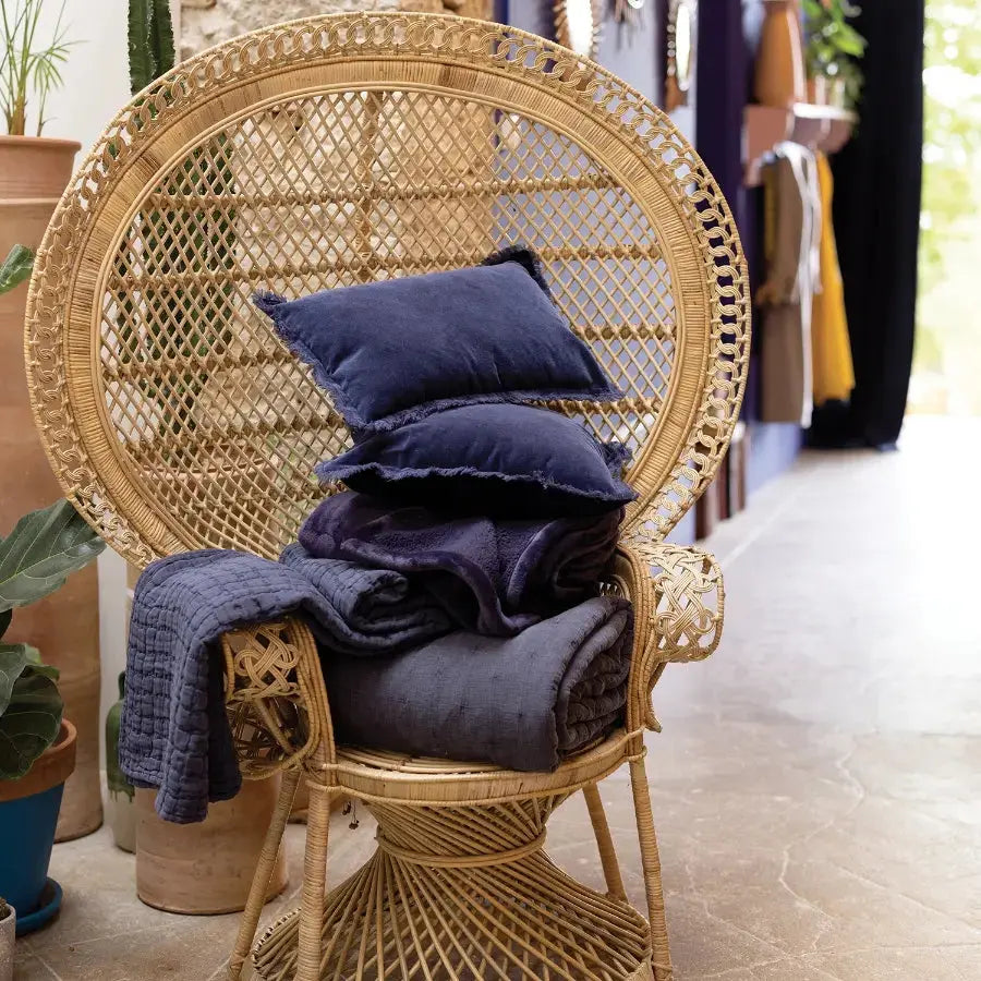 Plaid Coton Swami Marine - 130x200 cm Vivaraise