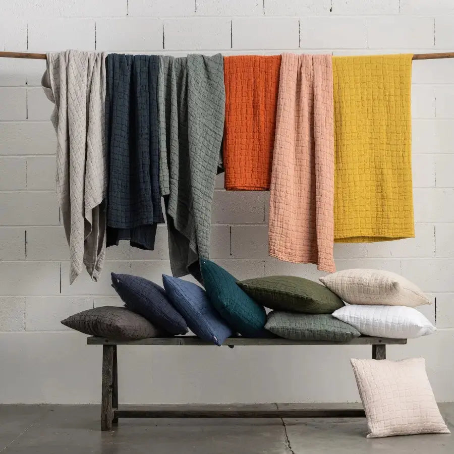 Plaid Coton Swami Marine - 130x200 cm Vivaraise