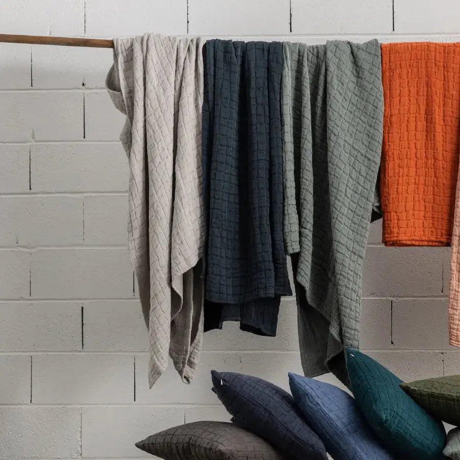 Plaid Coton Swami Marine - 130x200 cm Vivaraise