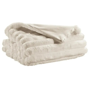 Plaid Fausse Fourrure Blanc- Alice 130x160 cm Vivaraise