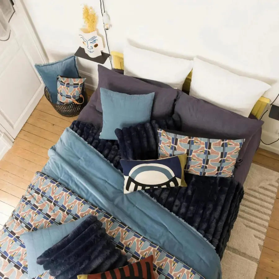 Plaid Fausse Fourrure Marine - Alice 130x160 cm Vivaraise