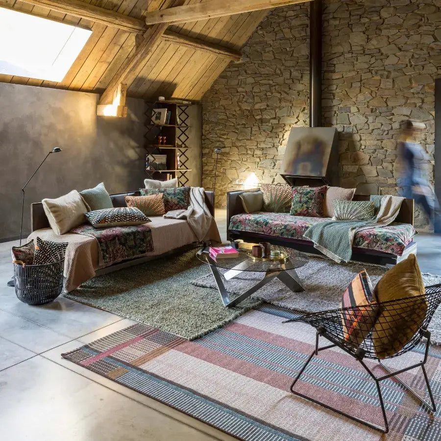 Plaid Imprimé Ewan Multicolore 135x200 cm - 100% coton - Oeko-Tex Standard Vivaraise