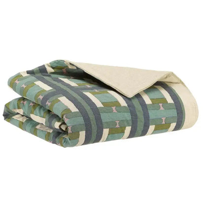 Plaid Imprimé Recyclé - Taho Vert de Gris 135x200 Vivaraise