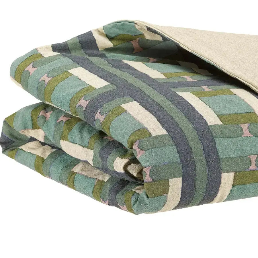 Plaid Imprimé Recyclé - Taho Vert de Gris 135x200 Vivaraise