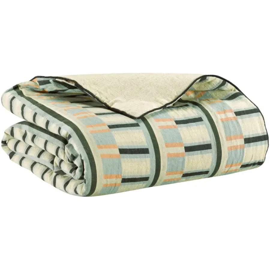 Plaid Imprimé en lin recyclé Jason Ciel - 135 X 200 cm - Graphique et contemporain Vivaraise