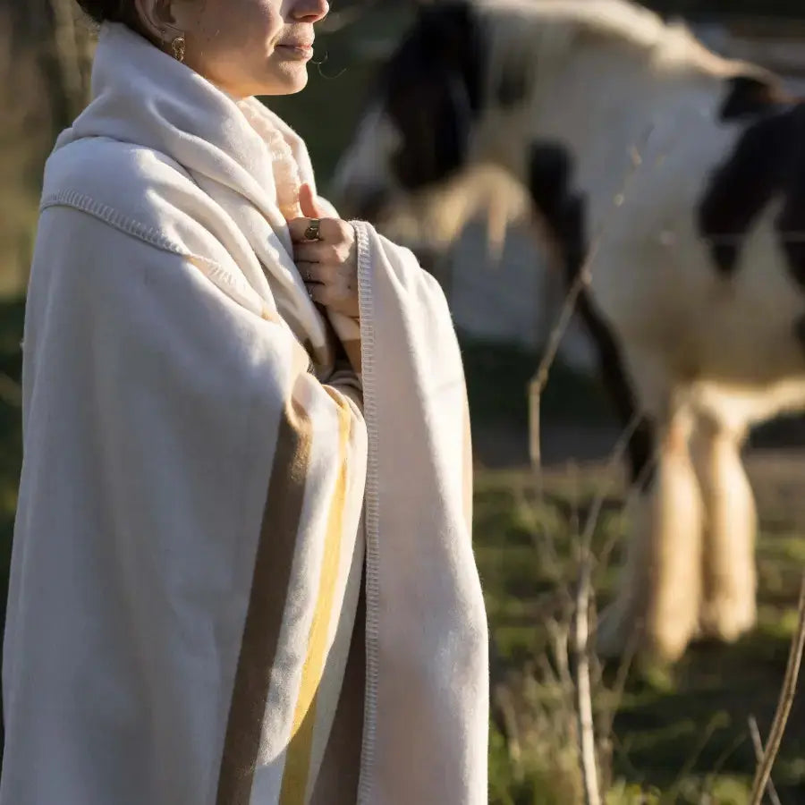 Plaid Jacquard Recyclé Gioia Ivoire - 140x185 cm Vivaraise