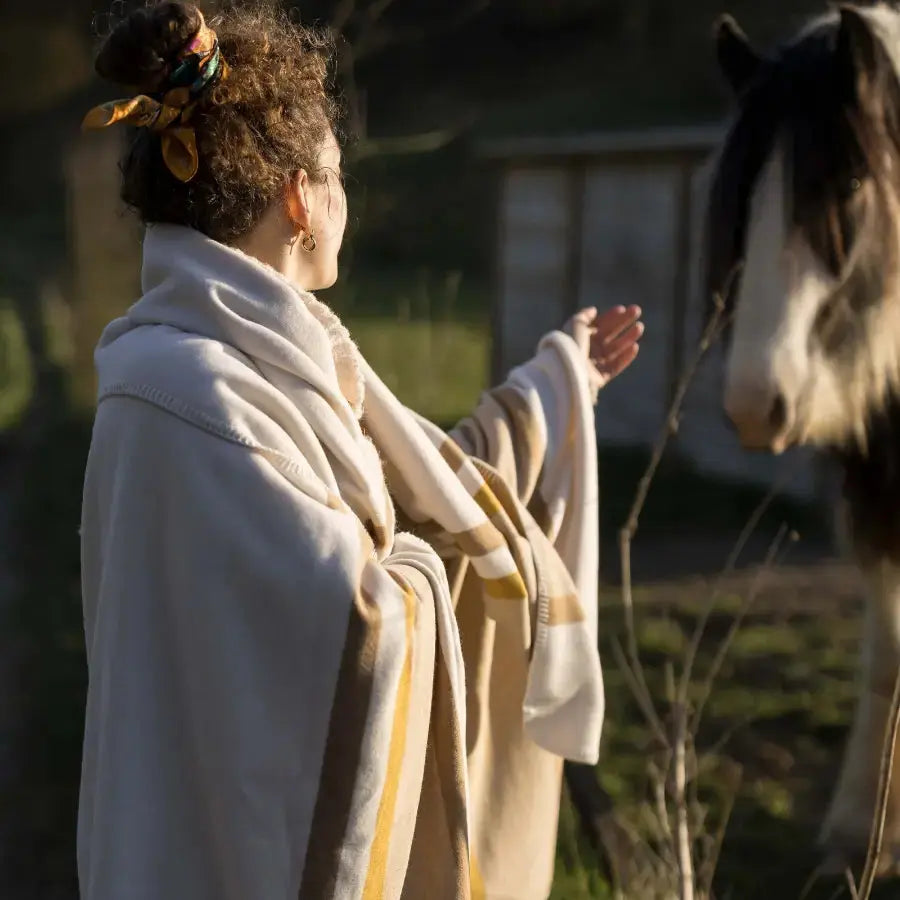 Plaid Jacquard Recyclé Gioia Ivoire - 140x185 cm Vivaraise