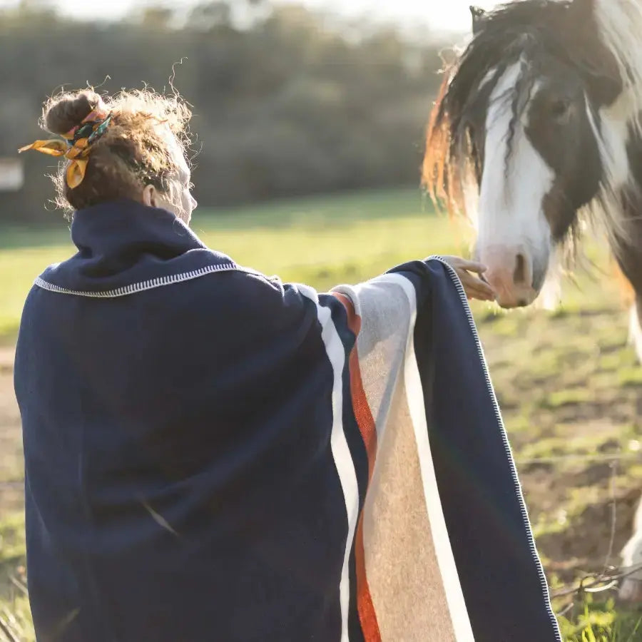 Plaid Jacquard Recyclé Gioia Marine - 140x185 cm Vivaraise