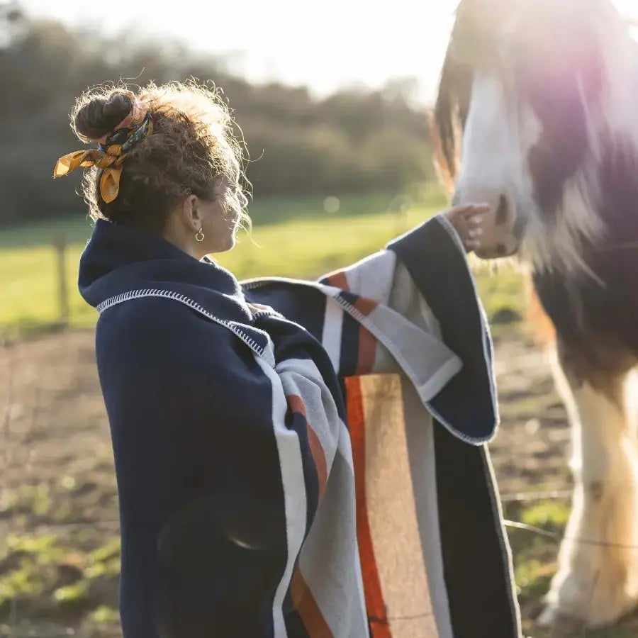 Plaid Jacquard Recyclé Gioia Marine - 140x185 cm Vivaraise