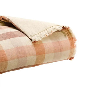 Plaid Terracotta à carreaux - modèle Kate en lin recyclé Vivaraise