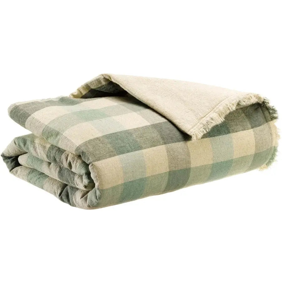 Plaid Vert en lin et coton recyclé - modèle Kate Thym Vivaraise
