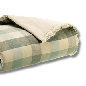 Plaid Vert en lin et coton recyclé - modèle Kate Thym Vivaraise