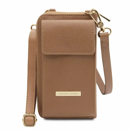 Portefeuille Téléphone en Cuir Avec Bandoulière - TL Bag TL142323 - caramel - Tuscany Leather