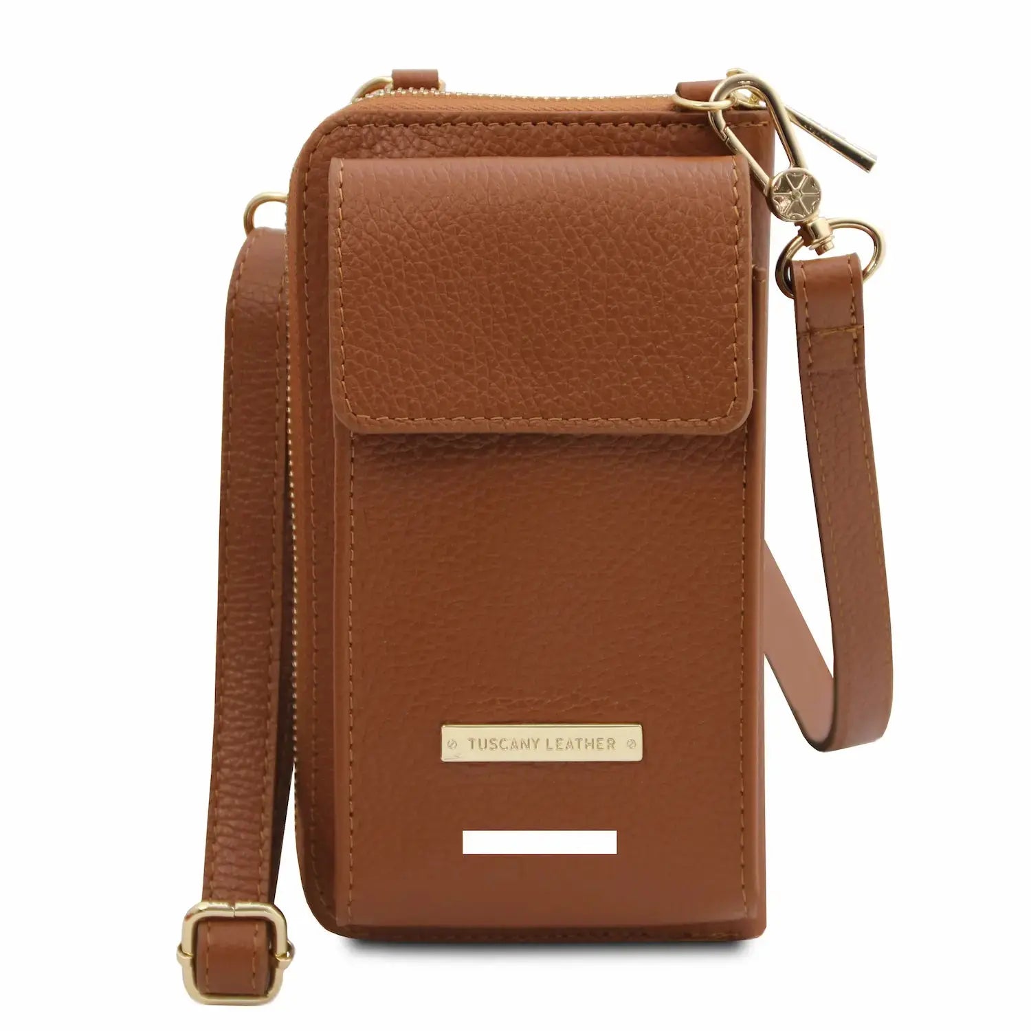 Portefeuille Téléphone en Cuir Avec Bandoulière - TL Bag TL142323 - cognac - personnalisation - Tuscany Leather