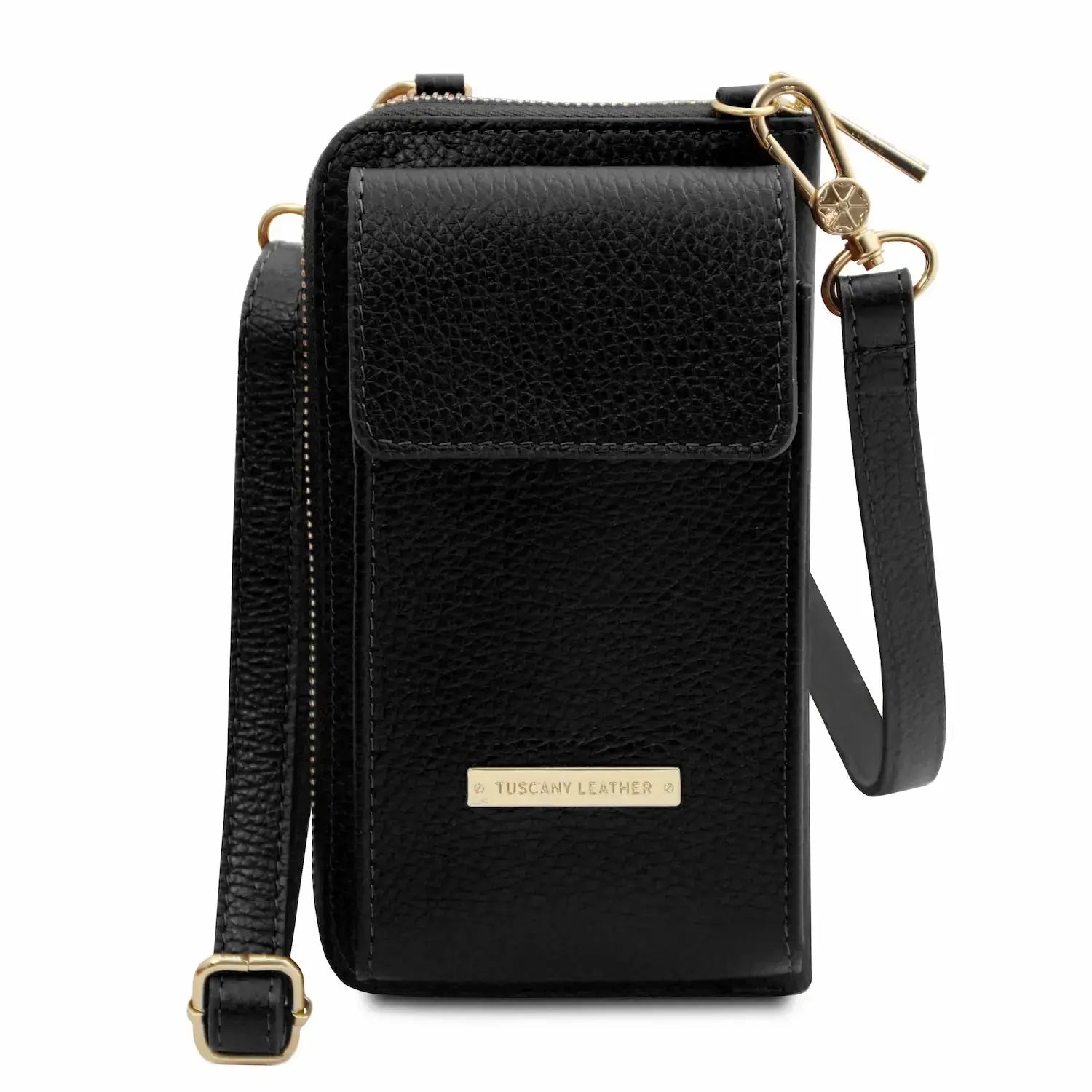 Portefeuille Téléphone en Cuir Avec Bandoulière - TL Bag TL142323 - noir - Tuscany Leather