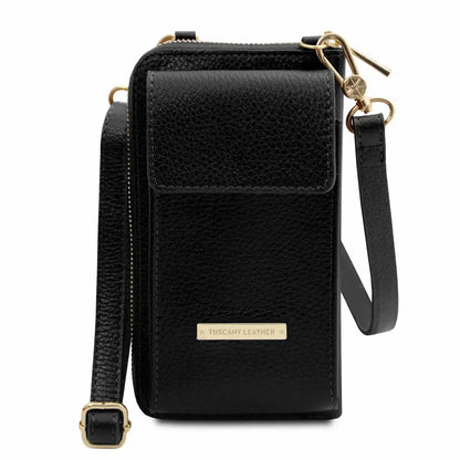 Portefeuille Téléphone en Cuir Avec Bandoulière - TL Bag TL142323 - noir - Tuscany Leather
