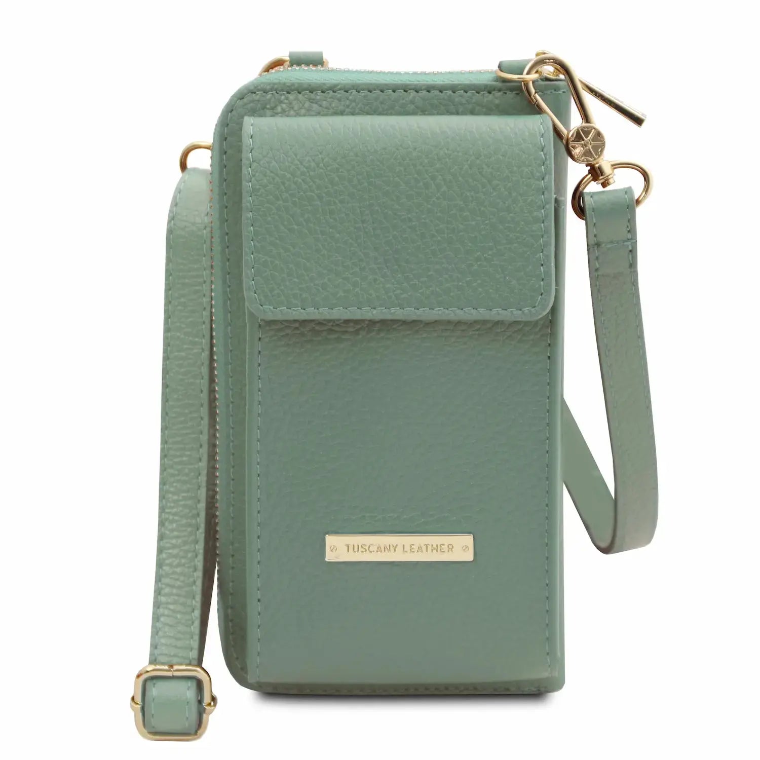 Portefeuille Téléphone en Cuir Avec Bandoulière - TL Bag TL142323 - vert menthe - Tuscany Leather