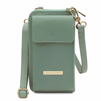 Portefeuille Téléphone en Cuir Avec Bandoulière - TL Bag TL142323 - vert menthe - Tuscany Leather