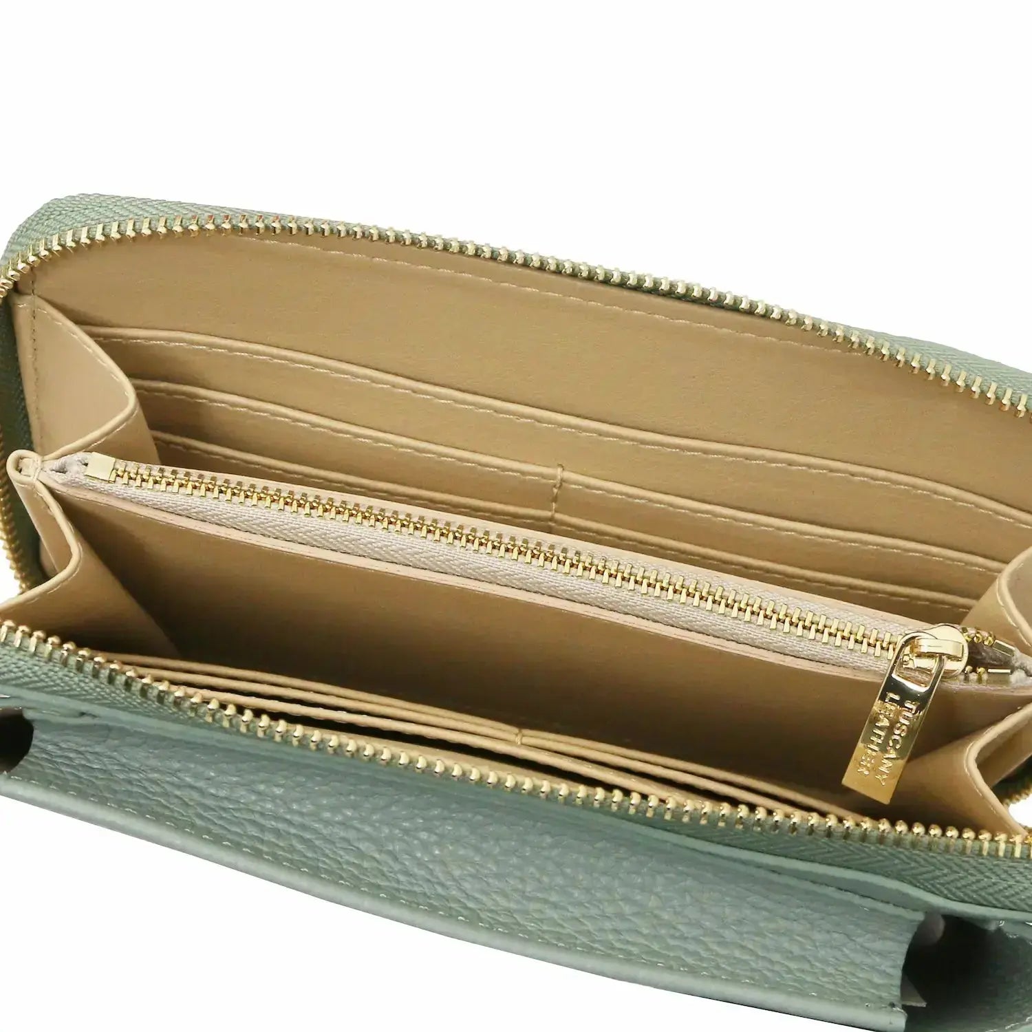 Portefeuille Téléphone en Cuir Avec Bandoulière - TL Bag TL142323 - vert menthe - Tuscany Leather