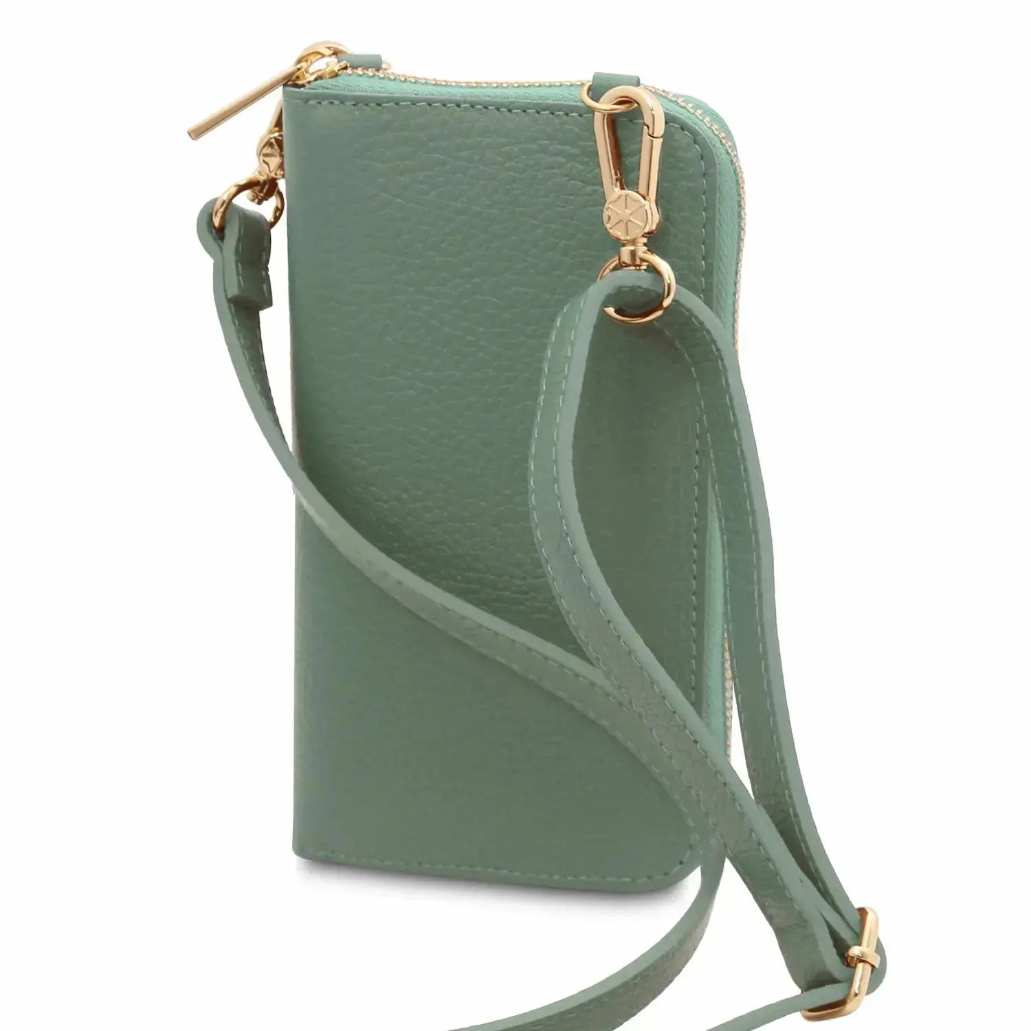Portefeuille Téléphone en Cuir Avec Bandoulière - TL Bag TL142323 - vert menthe - Tuscany Leather