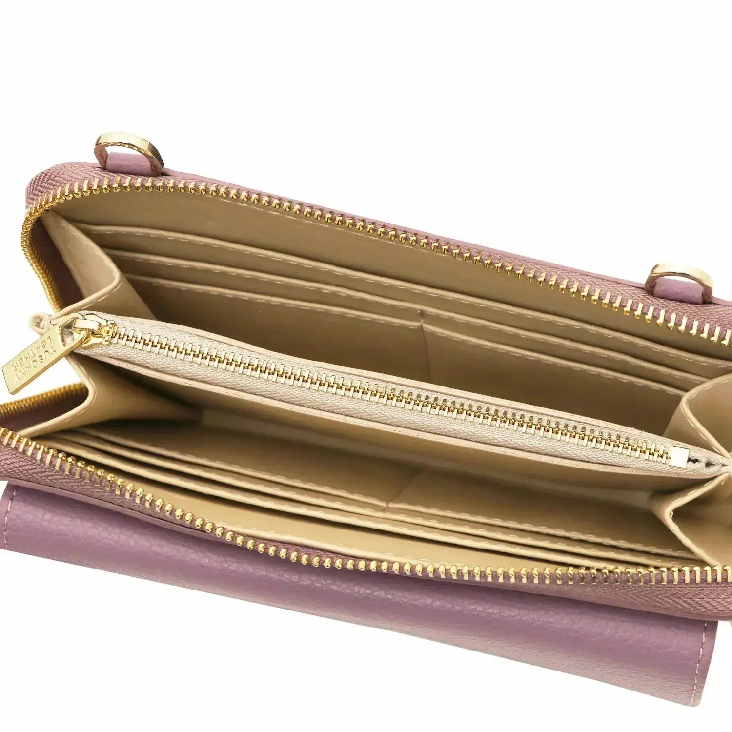 Portefeuille Téléphone en Cuir Avec Bandoulière - Urania TL142433 - lilas Tuscany Leather