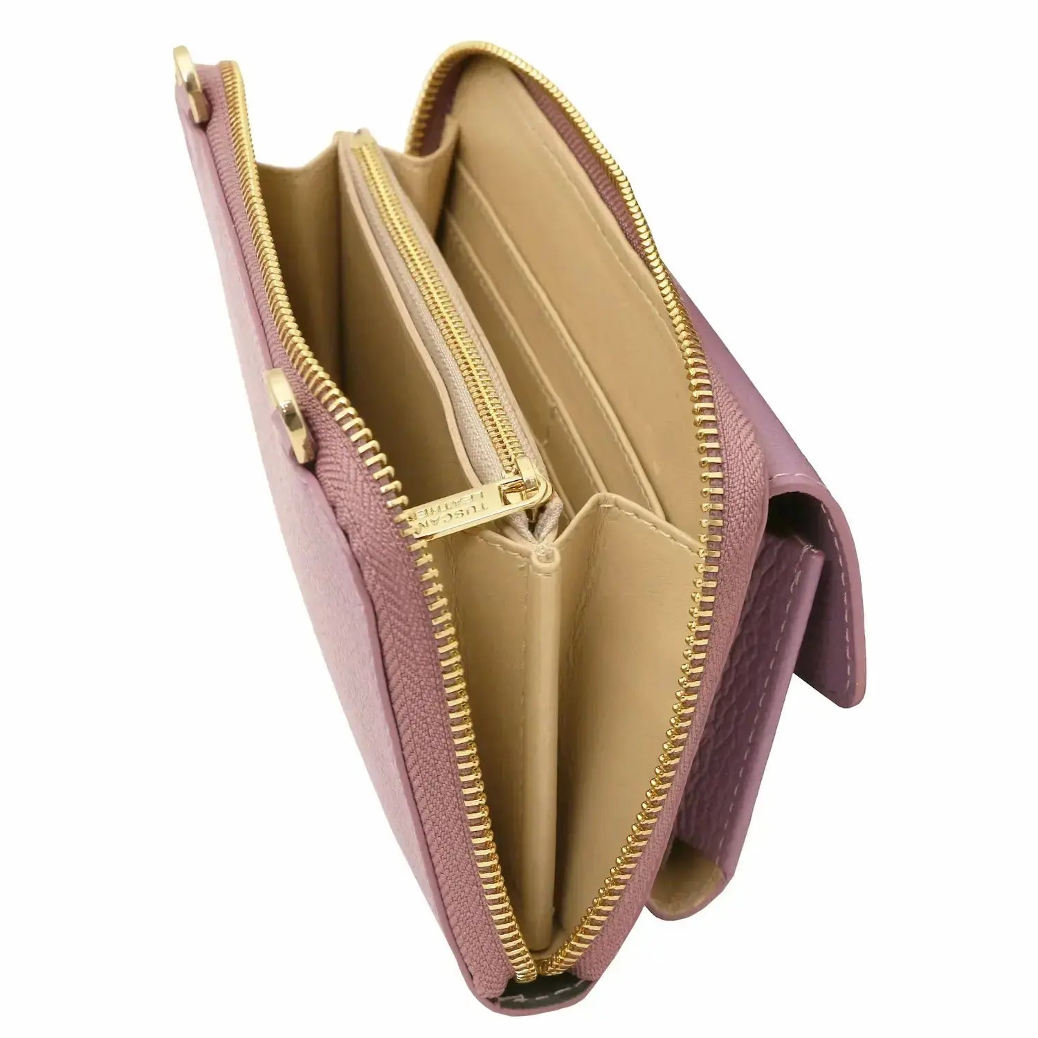 Portefeuille Téléphone en Cuir Avec Bandoulière - Urania TL142433 - lilas Tuscany Leather