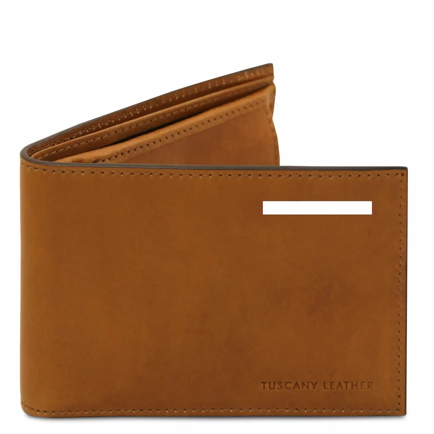 Portefeuille en Cuir Pour Homme Avec 2 Volets et Porte-Monnaie - TL142552 - naturel - personnalisable - Tuscany Leather