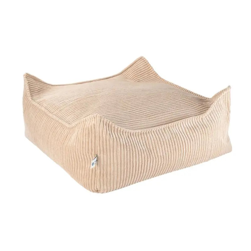 Pouf Carré Velours Côtelé Beige Wigiwama