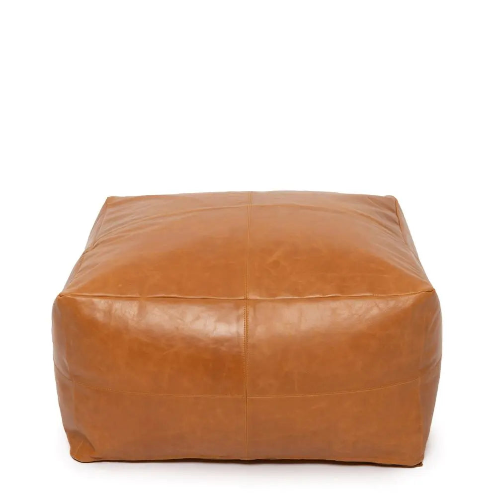 Pouf Collectors Cuir - Camel - Coussin Dorsey