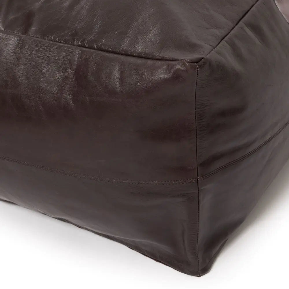 Pouf Collectors Cuir Chocolat - Coussin Dorsey