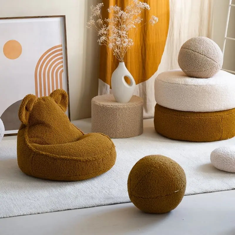 Pouf Enfant Ours Caramel Coussin Dorsey