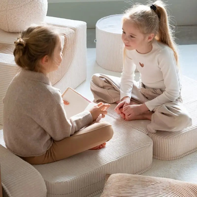 Pouf Fauteuil Dépliant Velours Blanc Wigiwama