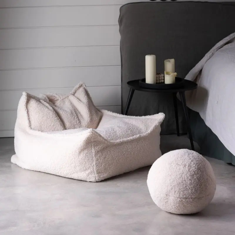 Pouf Molletonné Blanc Crème Wigiwama