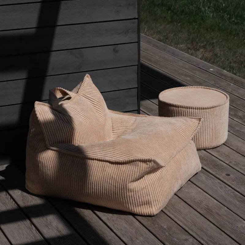 Pouf Poire Velours Côtelé Beige Wigiwama