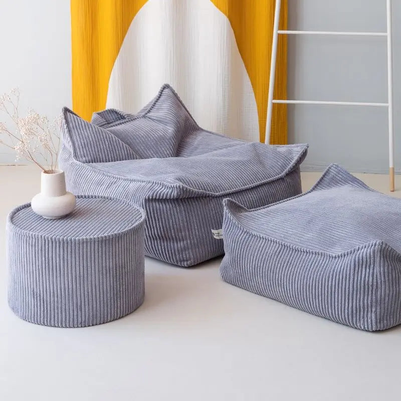 Pouf Poire Velours Côtelé Bleu Myrtille Wigiwama