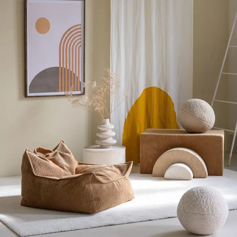 Pouf Poire Velours Côtelé Caramel Wigiwama