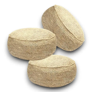 Pouf Raphia Flores - Naturel - Coussin Dorsey