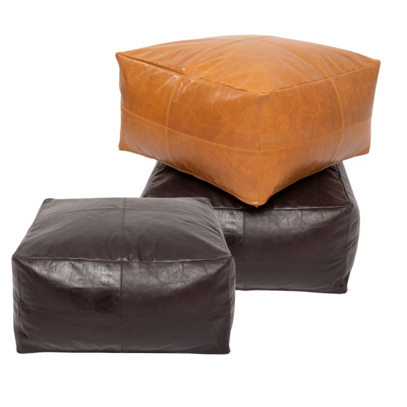 Poufs collectors chocolat cuir