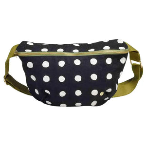 Sac Banane Noir à Pois Blancs - Coton Bio - Mia Caviar La Cerise sur le Gâteau