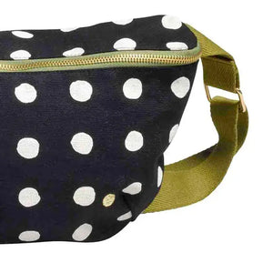 Sac Banane Noir à Pois Blancs - Coton Bio - Mia Caviar La Cerise sur le Gâteau